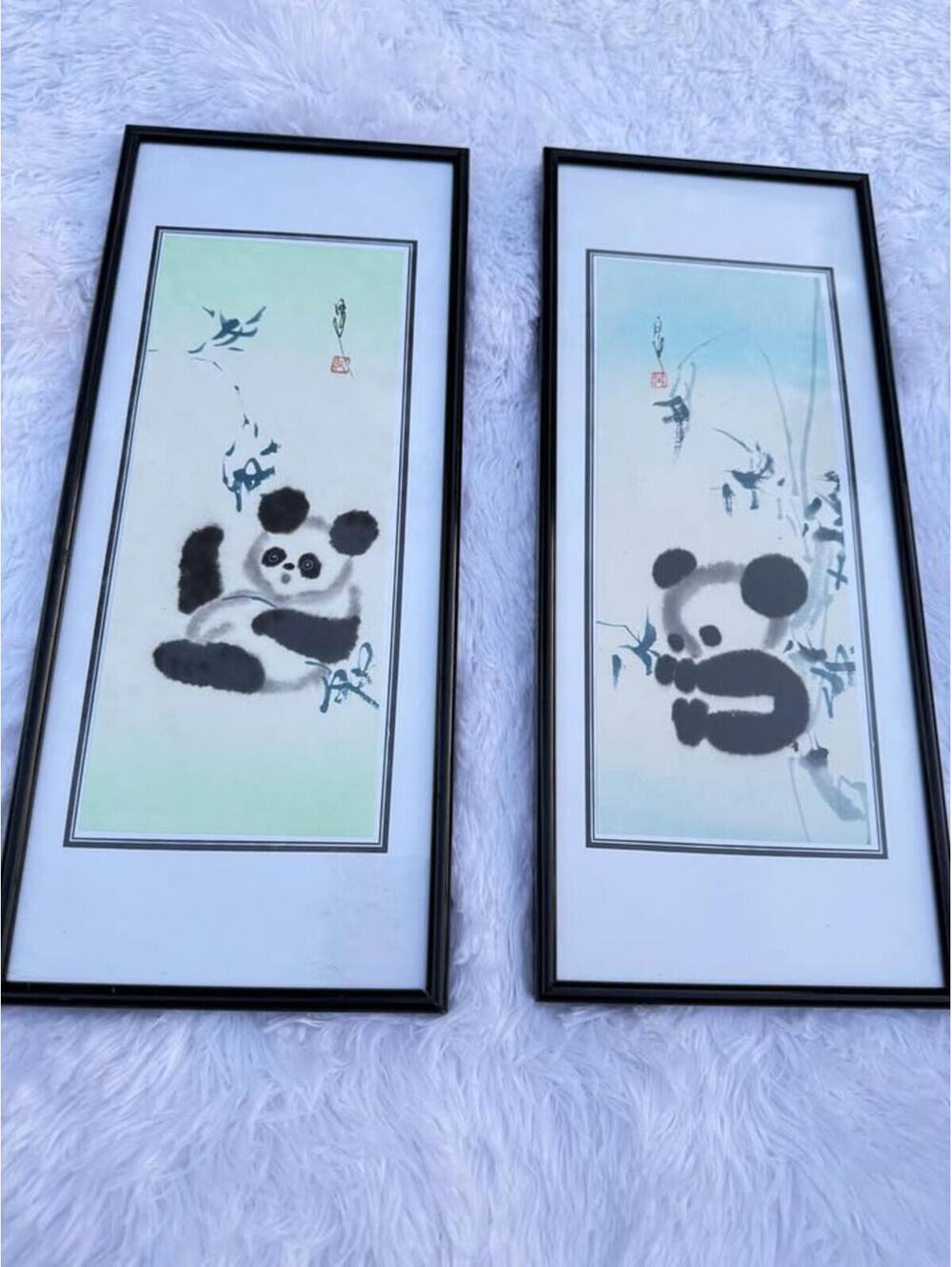 Set of 2 Framed Panda Art Prints